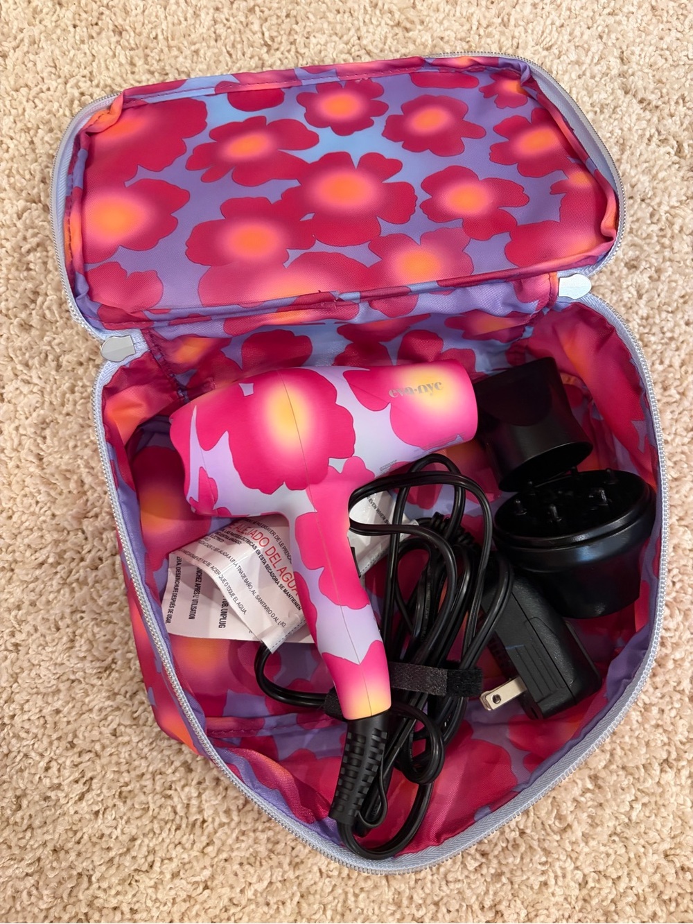 Portable Floral Pink & Purple Travel Hair Dryer